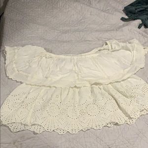 Off shoulder lace white American eagle shirt